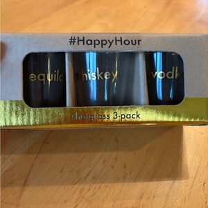 Happy Hour ICUP Black & Gold Shot Glass 3-Pack NEW